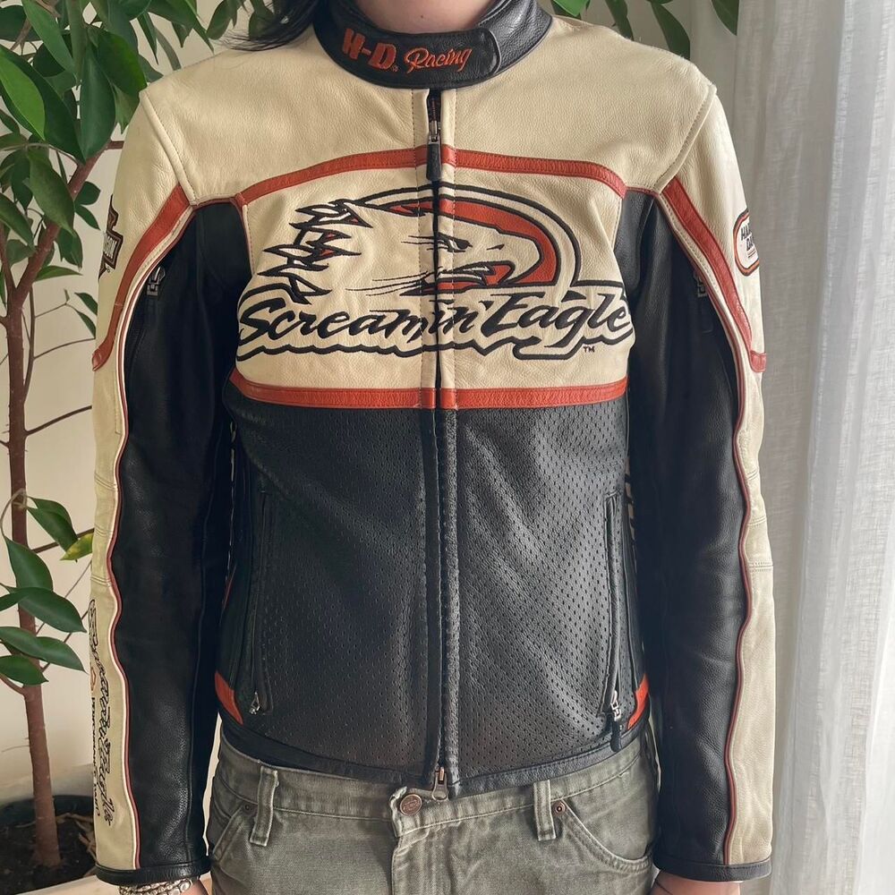 Harley-davidson Women's Black and Orange Jacket